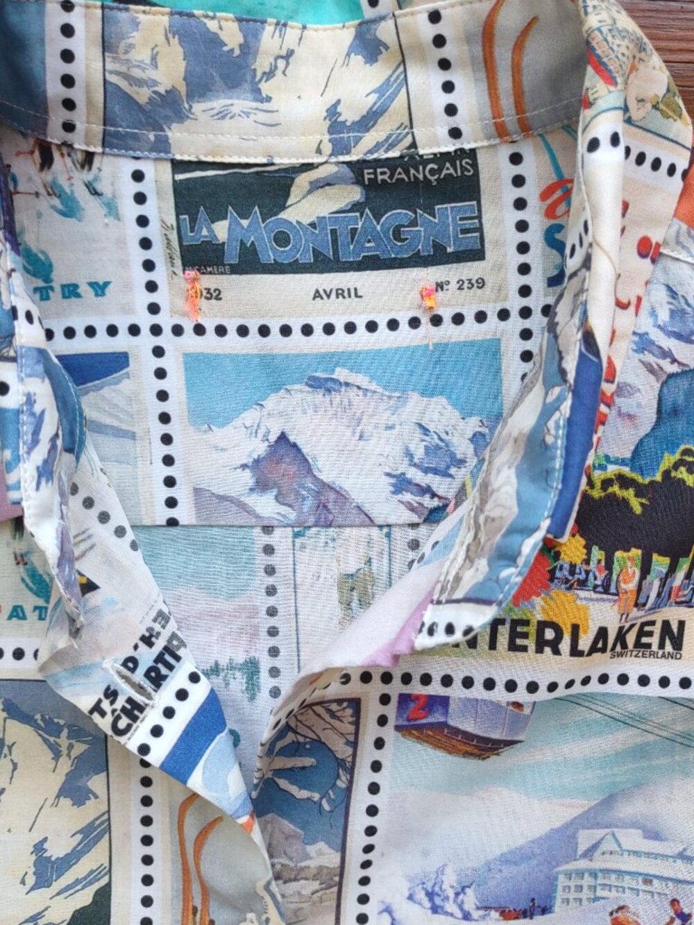 Vilagallo Blouse Vintage Ski Posters Size EU 36  Snow Ski Lodges Retro - Picture 11 of 14